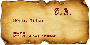 Bónis Milán névjegykártya