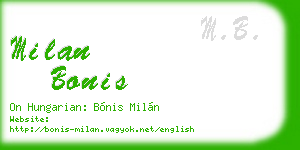milan bonis business card